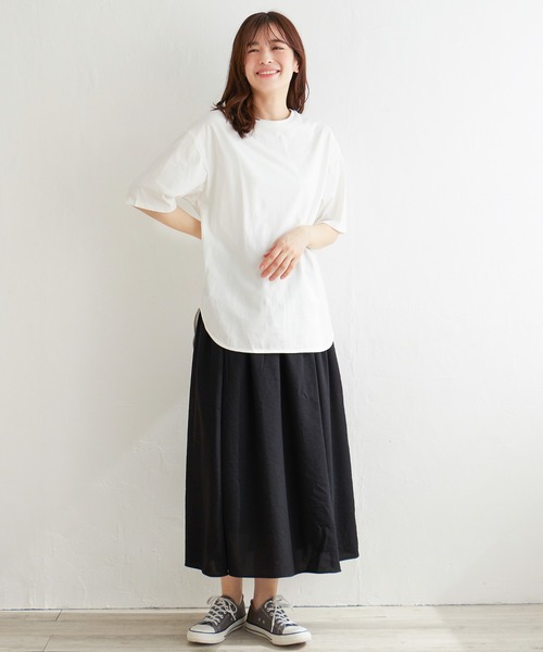 LBC（エルビーシー）の「シルケット裾ラウンドTシャツ（Tシャツ/カットソー・レディース・ベージュ/ブラック/ホワイト・M/L）」の14枚目の写真