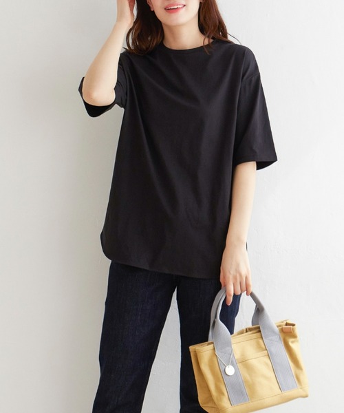 LBC（エルビーシー）の「シルケット裾ラウンドTシャツ（Tシャツ/カットソー・レディース・ベージュ/ブラック/ホワイト・M/L）」の17枚目の写真