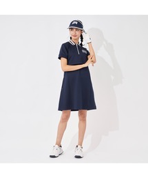 FILA GOLF/フィラゴルフ ゴルフウェア 吸汗速乾 UVカット ストレッチ ウエスト調整可能 ダンボールニット 半袖 ミニ丈 ワンピース