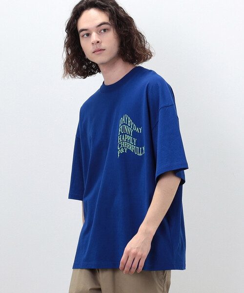 Purple&Yellow（パープルアンドイエロー）の「メッセージプリント ビッグ半袖Ｔシャツ（Tシャツ/カットソー・メンズ・ホワイト/ブラック/オレンジ/ブルー・LARGE/MEDIUM/SMALL）」の3枚目の写真