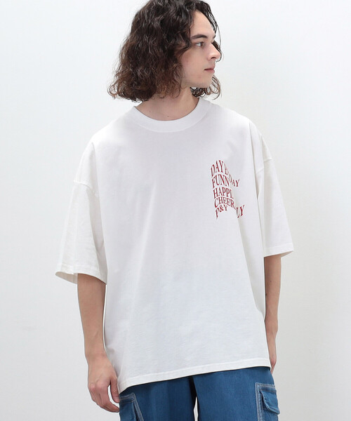 Purple&Yellow（パープルアンドイエロー）の「メッセージプリント ビッグ半袖Ｔシャツ（Tシャツ/カットソー・メンズ・ホワイト/ブラック/オレンジ/ブルー・LARGE/MEDIUM/SMALL）」の8枚目の写真