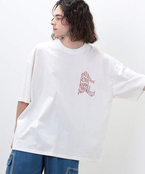 Purple&Yellow（パープルアンドイエロー）の「メッセージプリント ビッグ半袖Ｔシャツ（Tシャツ/カットソー・メンズ・ホワイト/ブラック/オレンジ/ブルー・LARGE/MEDIUM/SMALL）」の9枚目の写真