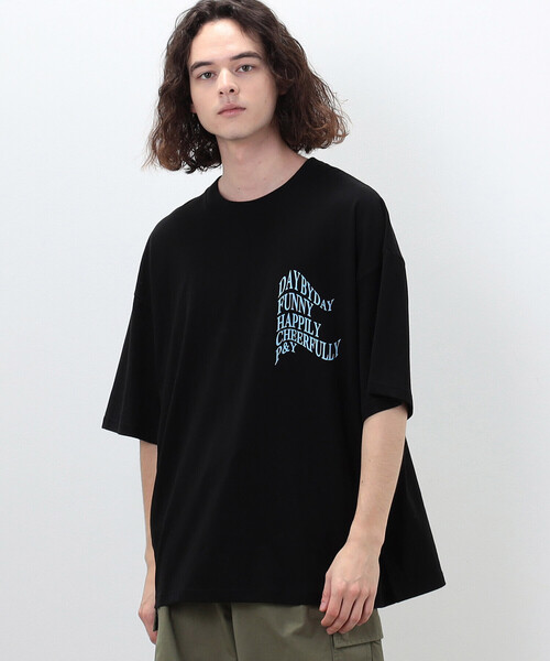 Purple&Yellow（パープルアンドイエロー）の「メッセージプリント ビッグ半袖Ｔシャツ（Tシャツ/カットソー・メンズ・ホワイト/ブラック/オレンジ/ブルー・LARGE/MEDIUM/SMALL）」の15枚目の写真