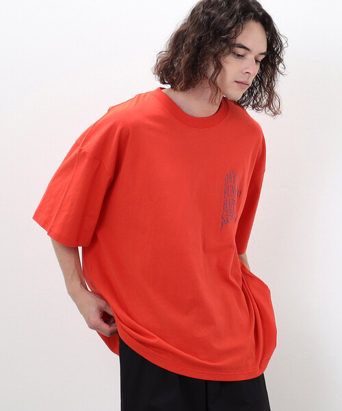 Purple&Yellow（パープルアンドイエロー）の「メッセージプリント ビッグ半袖Ｔシャツ（Tシャツ/カットソー・メンズ・ホワイト/ブラック/オレンジ/ブルー・LARGE/MEDIUM/SMALL）」の20枚目の写真