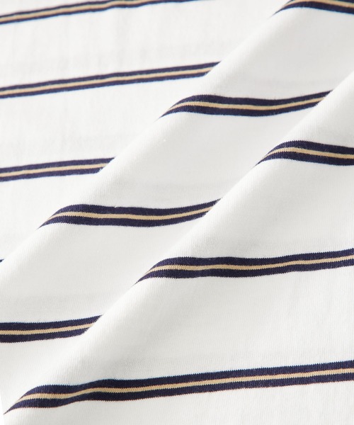 SHISKY（シスキー）の「SHISKY / シスキー ボーダー ビックシルエット  カットソー  半袖キッズ（Tシャツ/カットソー・キッズ・サックスブルー/グレー系/ベージュ/ネイビー系/チャコール/ネイビー/ネイビー系2/ダークグリーン/オフホワイト/ブラック系/杢グレー/グリーン系・140/120/110/130/160/150）」の16枚目の写真