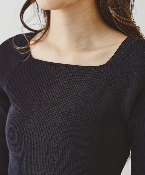 acro（アクロ）の「■パール袖ディテールスクエアネックニットプルオーバー/AC3409（Tシャツ/カットソー・レディース・ホワイト/ブラック/ライトブルー・ﾌﾘ-）」の10枚目の写真