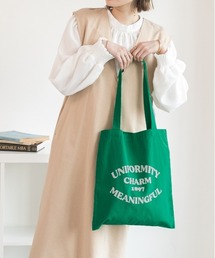 トートバッグ（グリーン・カーキ/緑色系・前面プリント）ファッション