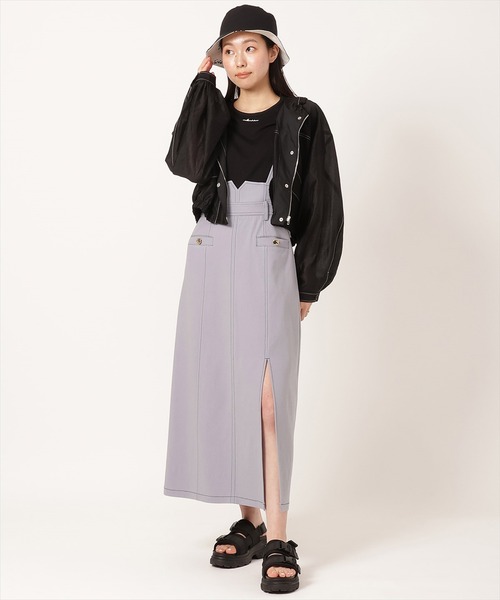 REDYAZEL（レディアゼル）の「配色ステッチシアースタンドショートブルゾン（ブルゾン・レディース・ライトグレー/ブラック/オフホワイト・FREE）」の16枚目の写真