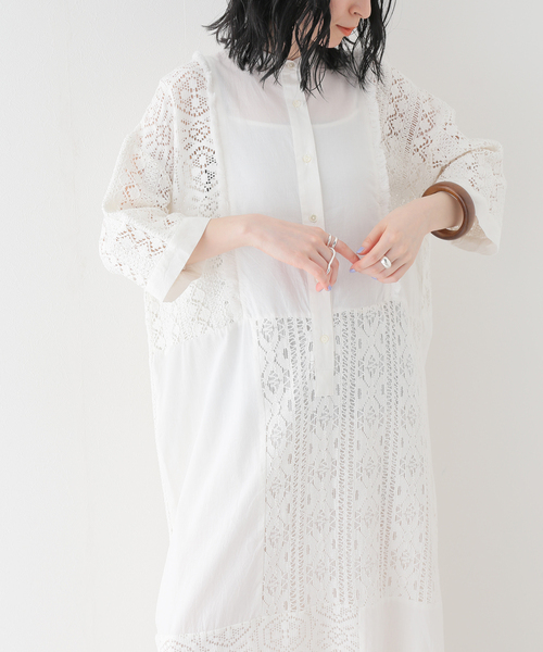 IENA（イエナ）の「コットンレースパッチワークマキシワンピース
