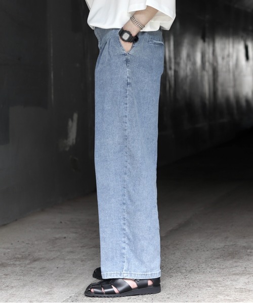 INTER FACTORY（インターファクトリー）の「ファッションインフルエンサー DAISUKE - 2タックルーズボリュームワイドデニム（デニムパンツ・メンズ・インディゴブルー/ライトブルー・SMALL/MEDIUM/LARGE）」の9枚目の写真