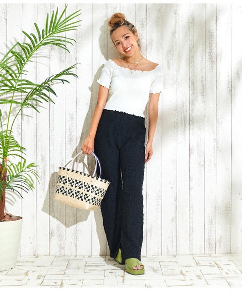 anap mimpi（アナップミンピ）の「フクレジャガードストレートパンツ（その他パンツ・レディース・パープル/ブラック・FREE）」の13枚目の写真