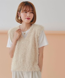 titivate | ラメ入りシャギーニットベスト(ベスト)