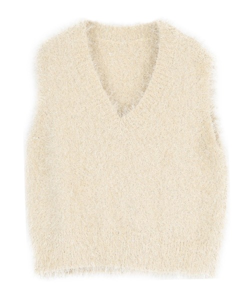 titivate(ティティベイト)の「ラメ入りシャギーニットベスト(ベスト・レディース・ライトグレー/ライトベージュ/ブラック・FREE)」の16枚目の写真