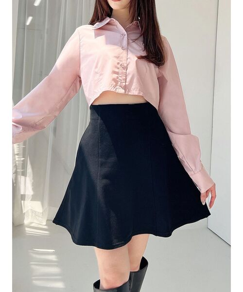 RESEXXY（リゼクシー）の「クロップドカラーシャツ（シャツ/ブラウス・レディース・ブルー/ホワイト/その他1/ピンク・FREE）」の3枚目の写真