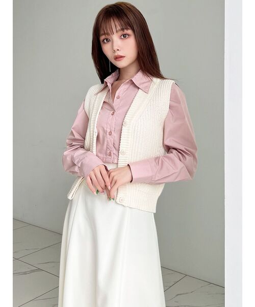 RESEXXY（リゼクシー）の「クロップドカラーシャツ（シャツ/ブラウス・レディース・ブルー/ホワイト/その他1/ピンク・FREE）」の5枚目の写真