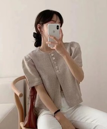 ノーカラバルーンボタンジャケット