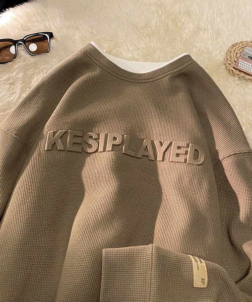 aimoha（アイモハ）の「aimoha outdoorワッフルクルーネックスウェット（スウェット・レディース・ブラック/ベージュ/ダークグレー/チョコ/ブラウン・MEDIUM/LARGE/X-LARGE）」の4枚目の写真