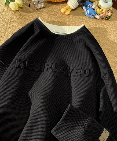 aimoha（アイモハ）の「aimoha outdoorワッフルクルーネックスウェット（スウェット・レディース・ブラック/ベージュ/ダークグレー/チョコ/ブラウン・MEDIUM/LARGE/X-LARGE）」の2枚目の写真