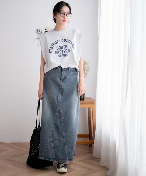 WEGO（ウィゴー）の「WEGO/タックノースリーブT（タンクトップ・レディース・杢グレー/スミクロ・FREE）」の4枚目の写真