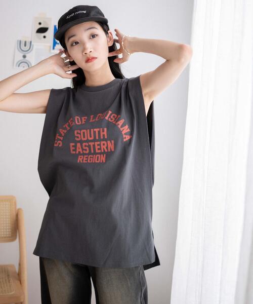 WEGO（ウィゴー）の「WEGO/タックノースリーブT（タンクトップ・レディース・杢グレー/スミクロ・FREE）」の10枚目の写真