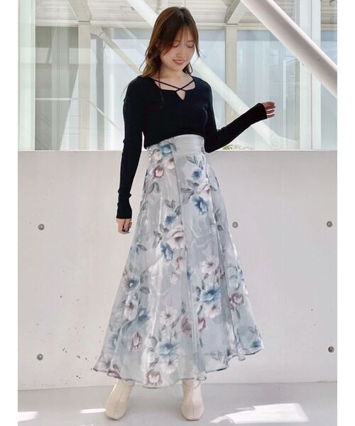 MERCURYDUO(マーキュリーデュオ)の「2WAYデコルテナローテープリブニット(ニット/セーター・レディース・ブラック/パープル/オフホワイト/ミント・FREE)」の14枚目の写真