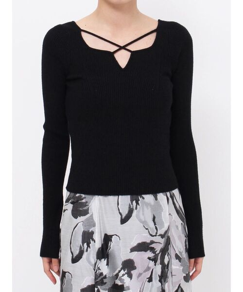 MERCURYDUO(マーキュリーデュオ)の「2WAYデコルテナローテープリブニット(ニット/セーター・レディース・ブラック/パープル/オフホワイト/ミント・FREE)」の18枚目の写真