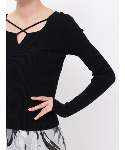 MERCURYDUO(マーキュリーデュオ)の「2WAYデコルテナローテープリブニット(ニット/セーター・レディース・ブラック/パープル/オフホワイト/ミント・FREE)」の22枚目の写真