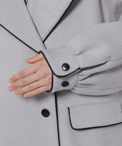 新品タグ付HAREウール パイピング コート 黒 23AW 楽天市場】【5%オフクーポン】ノーカラー パイピング コート