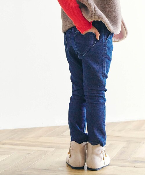 apres les cours（アプレレクール）の「ハートポケットきゅんpants（その他パンツ・キッズ・ベージュ/カーキ/チェック/サックスブルー/インディゴブルー/ピンク・120/130/110/80/100/90/140）」の4枚目の写真