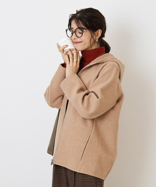 SHOO・LA・RUE（シューラルー）の「◆ウール調 ジップアップフーディブルゾン（ブルゾン・レディース・グレー系その他/ブラウン系/アイボリー・03/04/02）」の3枚目の写真