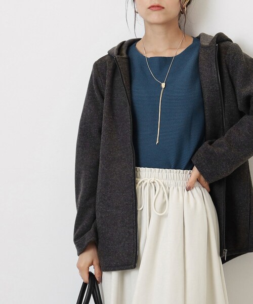 SHOO・LA・RUE（シューラルー）の「◆ウール調 ジップアップフーディブルゾン（ブルゾン・レディース・グレー系その他/ブラウン系/アイボリー・03/04/02）」の2枚目の写真