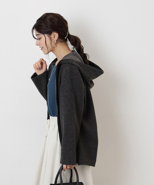 SHOO・LA・RUE（シューラルー）の「◆ウール調 ジップアップフーディブルゾン（ブルゾン・レディース・グレー系その他/ブラウン系/アイボリー・03/04/02）」の12枚目の写真