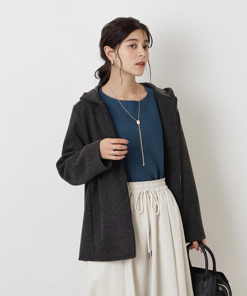 SHOO・LA・RUE（シューラルー）の「◆ウール調 ジップアップフーディブルゾン（ブルゾン・レディース・グレー系その他/ブラウン系/アイボリー・03/04/02）」の14枚目の写真