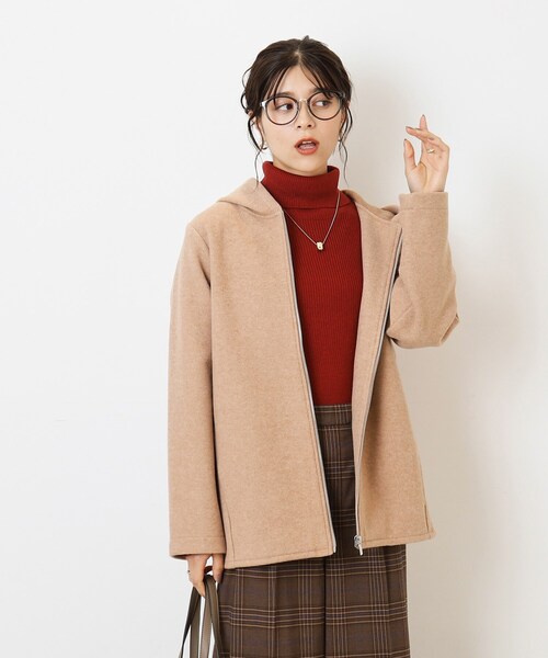 SHOO・LA・RUE（シューラルー）の「◆ウール調 ジップアップフーディブルゾン（ブルゾン・レディース・グレー系その他/ブラウン系/アイボリー・03/04/02）」の20枚目の写真