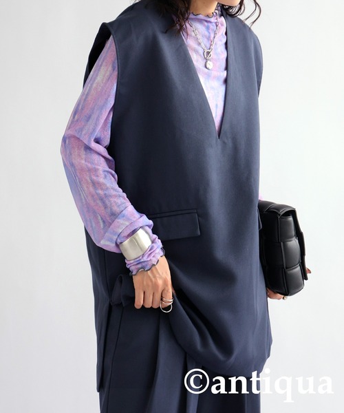 antiqua（アンティカ）の「Ｖネックベーシックベスト（ベスト・レディース・ベージュ/ブラック/ネイビー・FREE）」の15枚目の写真