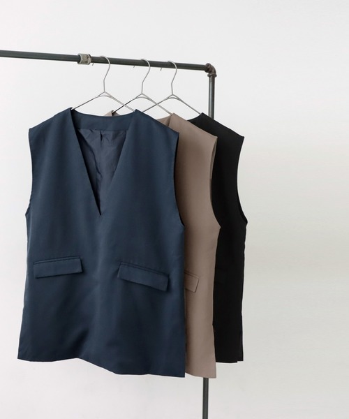 antiqua（アンティカ）の「Ｖネックベーシックベスト（ベスト・レディース・ベージュ/ブラック/ネイビー・FREE）」の21枚目の写真
