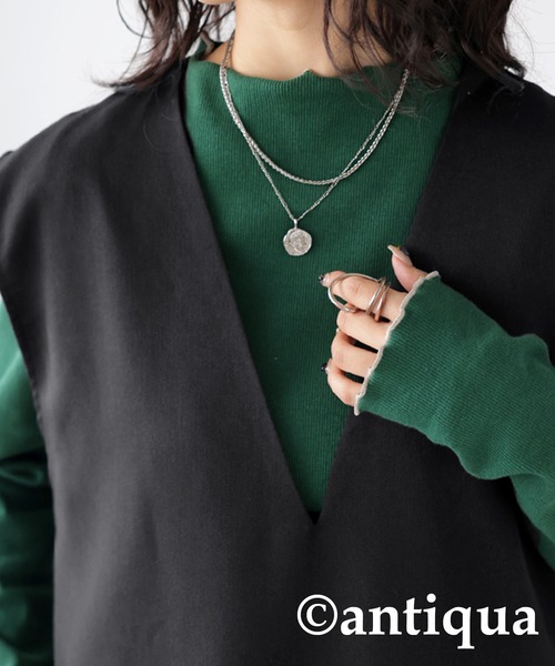 antiqua（アンティカ）の「Ｖネックベーシックベスト（ベスト・レディース・ベージュ/ブラック/ネイビー・FREE）」の5枚目の写真