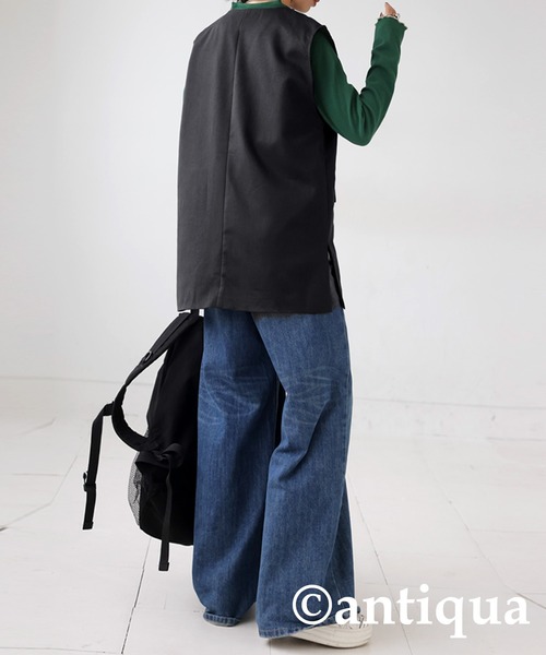 antiqua（アンティカ）の「Ｖネックベーシックベスト（ベスト・レディース・ベージュ/ブラック/ネイビー・FREE）」の6枚目の写真