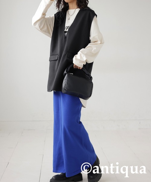 antiqua（アンティカ）の「Ｖネックベーシックベスト（ベスト・レディース・ベージュ/ブラック/ネイビー・FREE）」の8枚目の写真