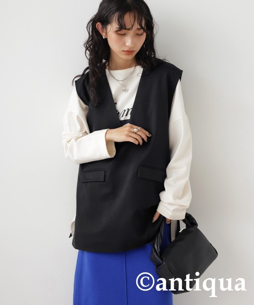 antiqua（アンティカ）の「Ｖネックベーシックベスト（ベスト・レディース・ベージュ/ブラック/ネイビー・FREE）」の9枚目の写真