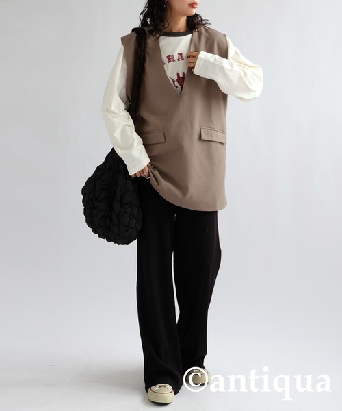 antiqua（アンティカ）の「Ｖネックベーシックベスト（ベスト・レディース・ベージュ/ブラック/ネイビー・FREE）」の13枚目の写真