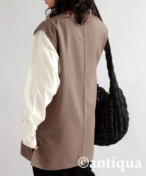 antiqua（アンティカ）の「Ｖネックベーシックベスト（ベスト・レディース・ベージュ/ブラック/ネイビー・FREE）」の14枚目の写真