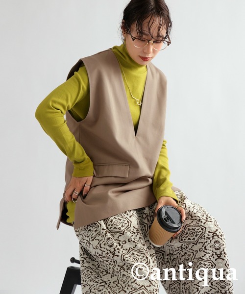 antiqua（アンティカ）の「Ｖネックベーシックベスト（ベスト・レディース・ベージュ/ブラック/ネイビー・FREE）」の10枚目の写真