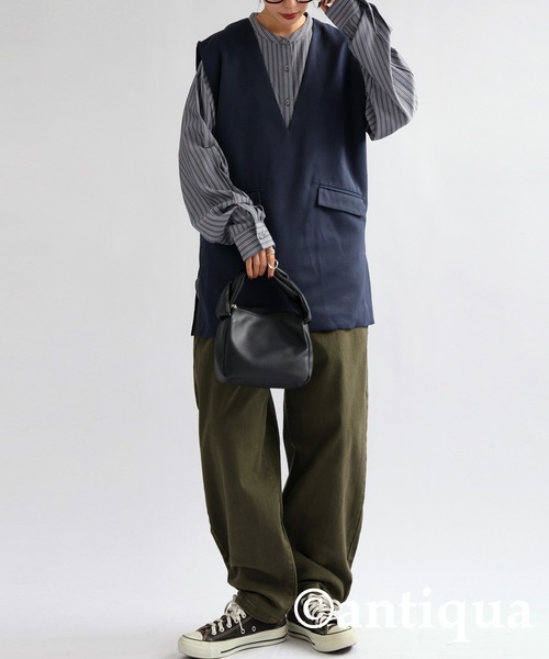 antiqua（アンティカ）の「Ｖネックベーシックベスト（ベスト・レディース・ベージュ/ブラック/ネイビー・FREE）」の19枚目の写真