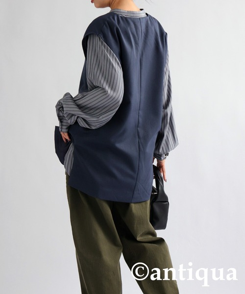 antiqua（アンティカ）の「Ｖネックベーシックベスト（ベスト・レディース・ベージュ/ブラック/ネイビー・FREE）」の20枚目の写真