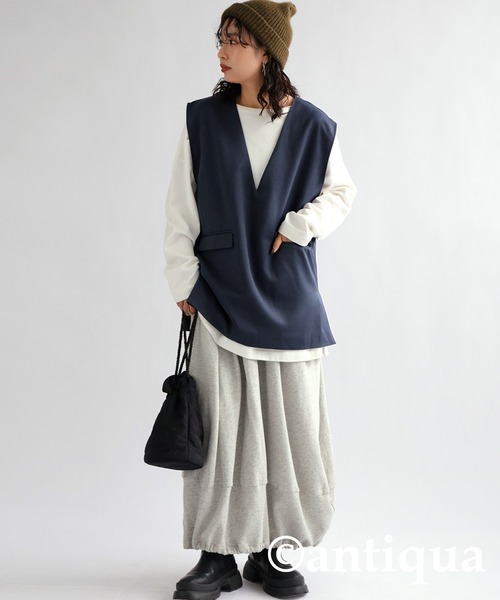 antiqua（アンティカ）の「Ｖネックベーシックベスト（ベスト・レディース・ベージュ/ブラック/ネイビー・FREE）」の18枚目の写真