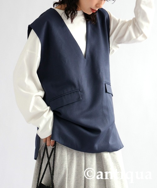 antiqua（アンティカ）の「Ｖネックベーシックベスト（ベスト・レディース・ベージュ/ブラック/ネイビー・FREE）」の17枚目の写真