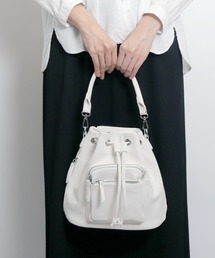 【recomend selection/セレクト】synthetic leather drawstring bag 合皮レザー巾着 2way バッグ