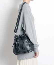 【recomend selection/セレクト】synthetic leather drawstring bag 合皮レザー巾着 2way バッグ
