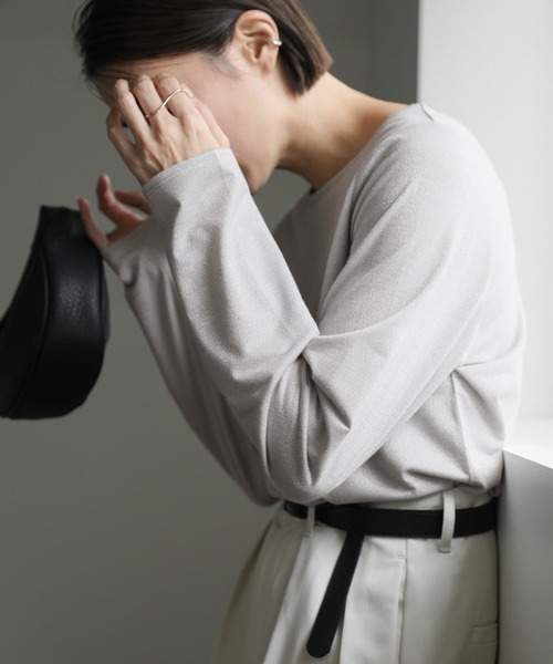 select MOCA（セレクトモカ）の「ラメシンプルトップス（Tシャツ/カットソー・レディース・オフホワイト/ブラック/グレー・FREE）」の12枚目の写真